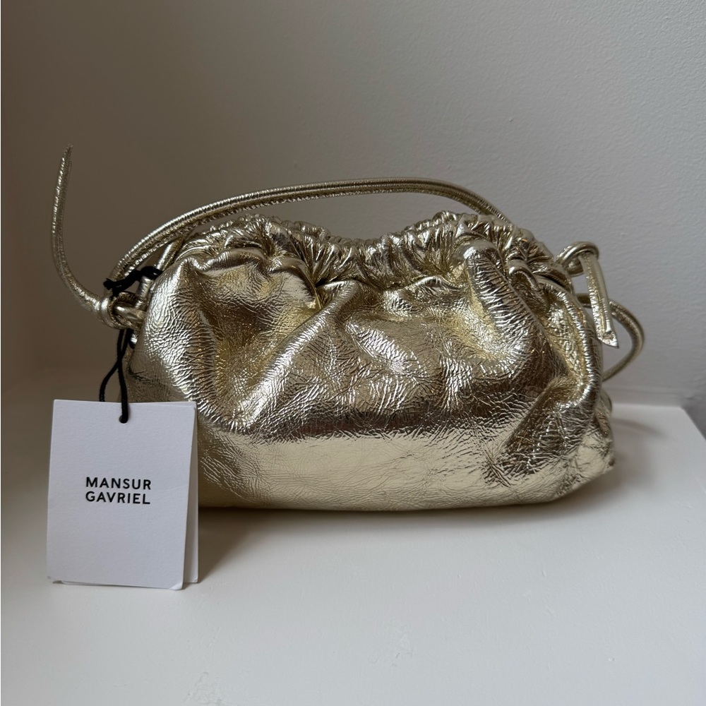 Mansur Gavriel Gold Clutch with Metallic Finish